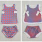 Sibling Baby Boys Girls Kids Plaid Tops Bummie Shorts Sets 4th of July Clothes RTS
