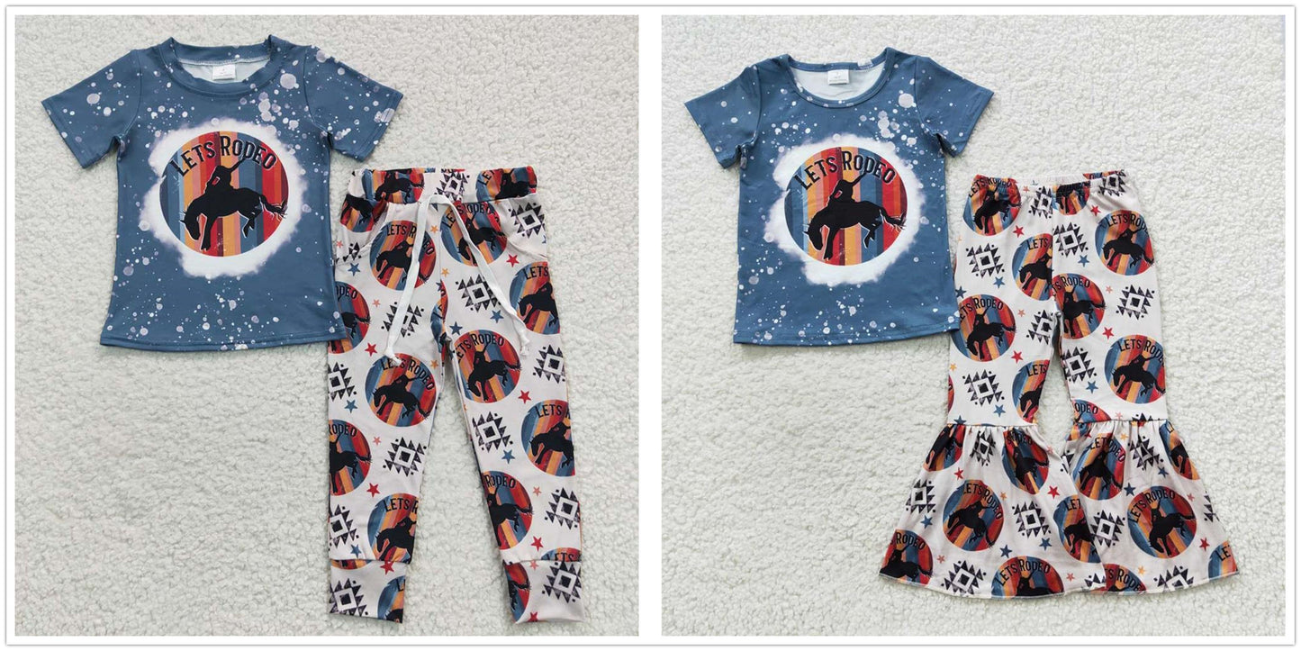 Baby Boy Girl Let's Rodeo Sibling Western Pants Clothes Sets