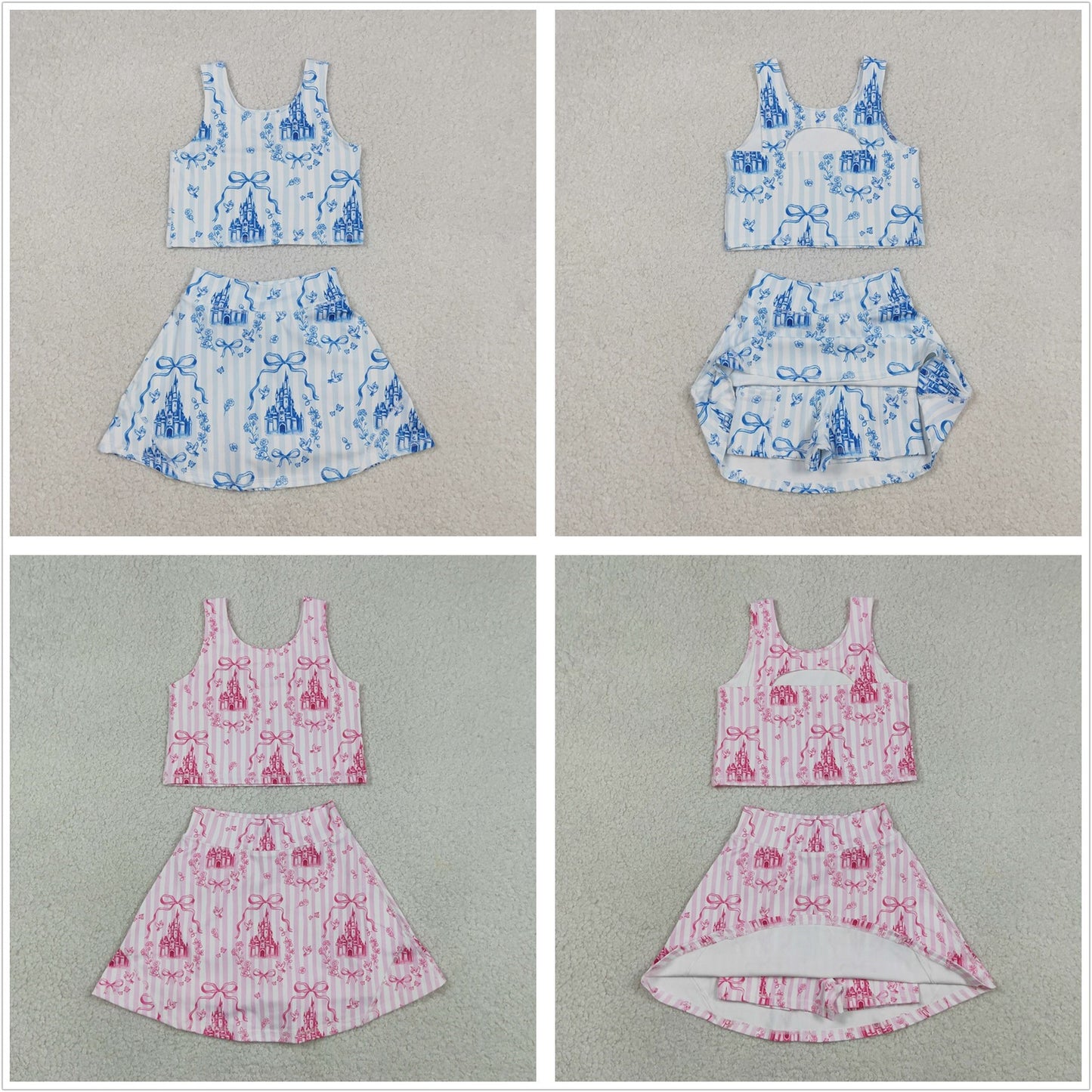 Sibling Baby Girls Kids Bows Castles Tops Skirts Shorts Yoga Active Sets Clothes RTS