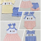 Baby Boy Girl Embroidery Dogs Sibling Shorts Rompers Clothes Sets