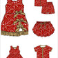 ( Moq 5 Each Style ) Baby Boys Girls Kids Football Sibling Shorts Romper Bows Dresses Set Team Red Clothes