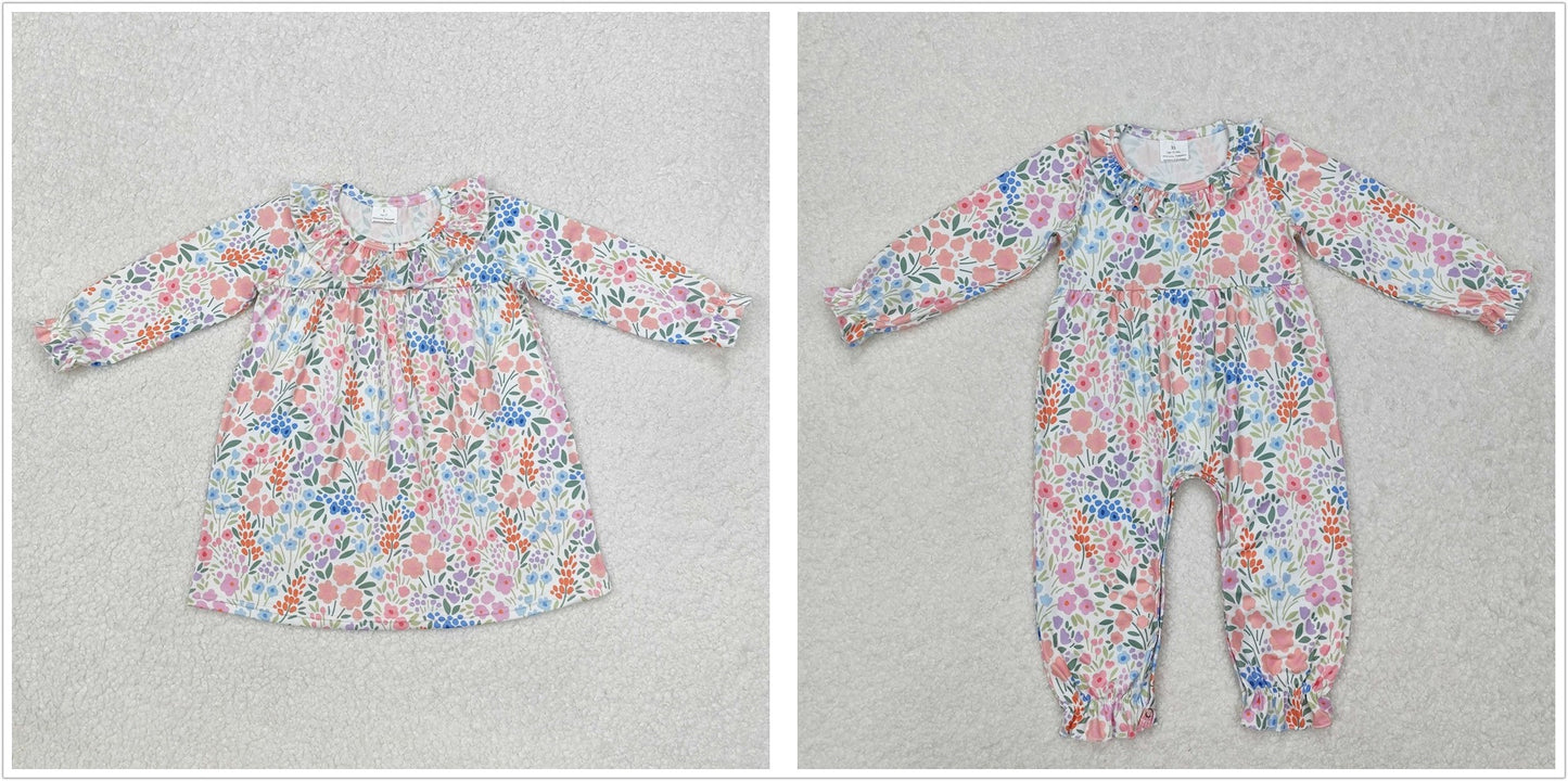 Baby Girl Long Sleeves Flower Sibling Romper Dress Clothes