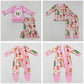 Kids Girls Long Sleeves Green Face Christmas Sibling Pajamas Footie Romper Set Pink Clothes RTS