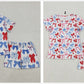 Sibling Baby Girls Short Sleeves Bows Shirts Shorts 4th Of July Pajamas Sets RTS