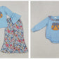 Sibling Girls Kids Blue Long Sleeves Embroidery Bow Pumpkin Flower Fall Romper Set RTS