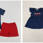 Baby Boy Girl July 4th Embroidery Flags Sibling Summer Shorts Clothes Set