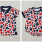 Sibling Baby Boys Short Sleeves Red Blue Camo 4th of July Romper Buttons Tee Tops RTS