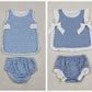Sibling Baby Boys Girls Kids Blue Plaid Tops Bummie Shorts Sets Summer Clothes RTS