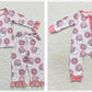 Sibling Baby Girls Infant Long Sleeves Christmas Santa Floral Zipper Romper Pajamas Set RTS
