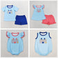 Baby Boy Girl Castle Embroidery Beach Sibling Set Romper Clothes