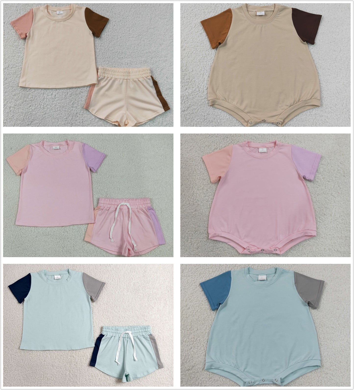 Sibling Baby Boys Girls Short Sleeves Cotton Rompers Sets Summer Clothes RTS