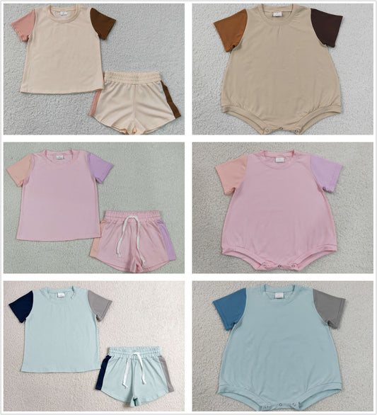 Sibling Baby Boys Girls Short Sleeves Cotton Rompers Sets Summer Clothes RTS