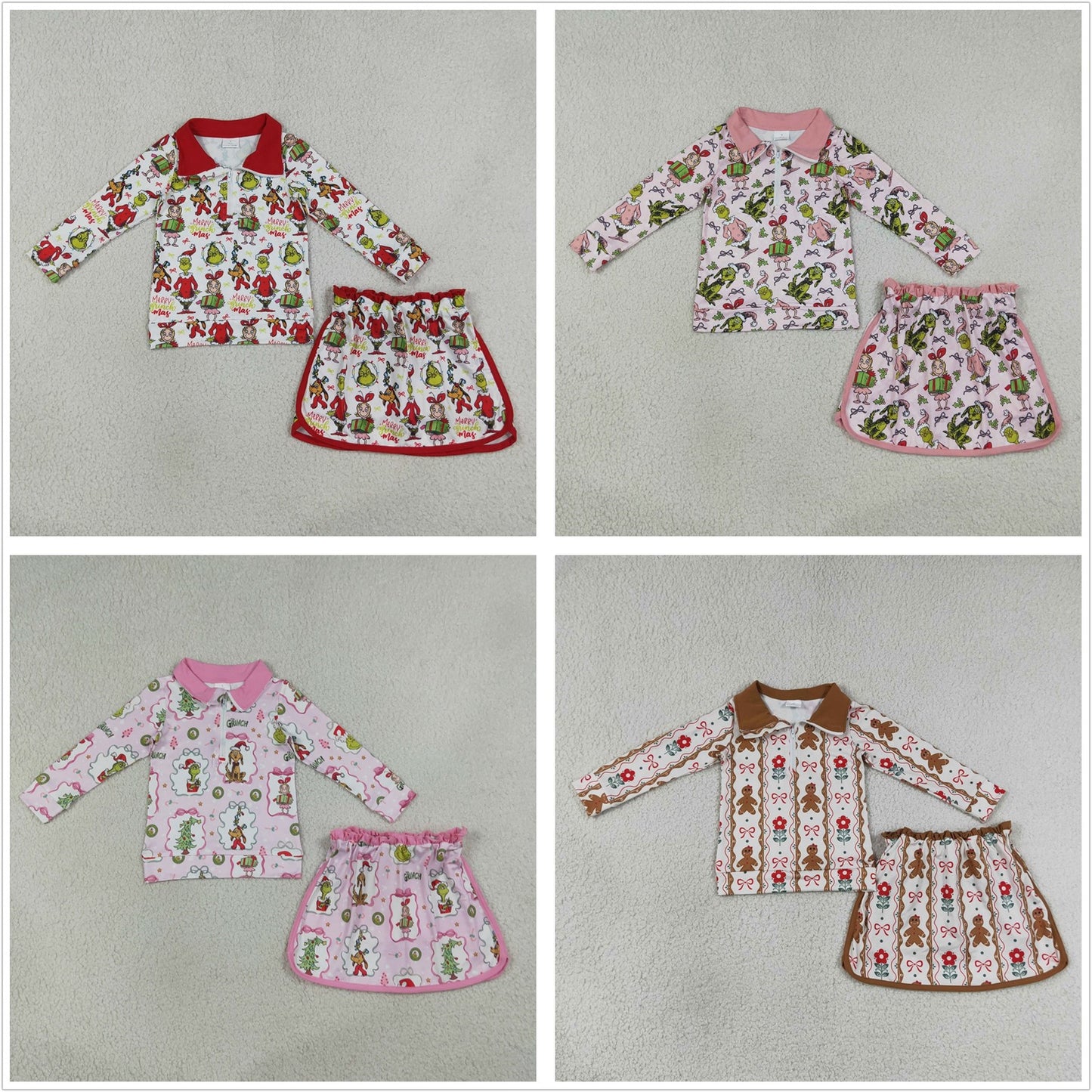 Sibling Baby Girls Kids Christmas Zipper Pullovers Shirts Skirts Shorts Sets Clothes RTS