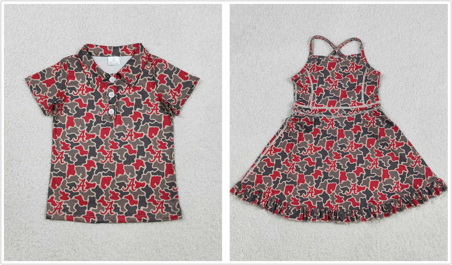 Sibling Baby Boys Girls Kids Team Shirt Knee Length Dress Camo Clothes RTS
