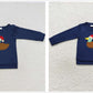 Sibling Boys Girls Long Sleeves Embroidery Ducks Christmas Navy Shirt Tops