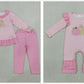 Sibling Baby Girls Kids Embroidery Pumpkins Dogs Stripes Romper Thanksgiving Set Pink Clothes RTS