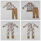 Sibling Boys Girls Kids Long Sleeves Football Stars Plaid Fall Zipper Romper Set RTS