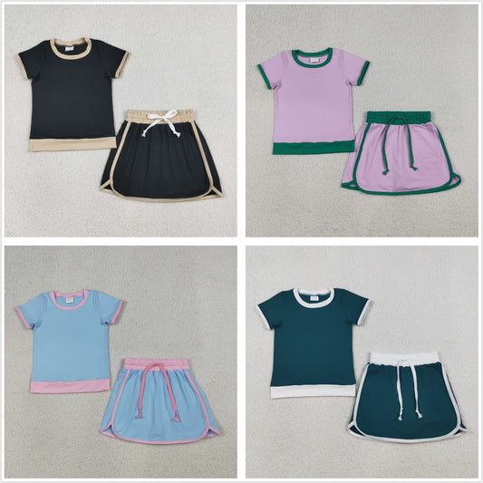 Sibling Baby Girls Kids Short Sleeves Shirts Skirts Shorts Summer Clothes Cotton Sets RTS