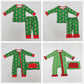 Sibling Boys Girls Christmas Candy Cane Zipper Romper Pajamas Green Set Clothes RTS