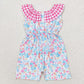 Baby Girl Floral Pink Plaid Pocket Shorts Jumpsuit