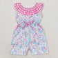 Baby Girl Floral Pink Plaid Pocket Shorts Jumpsuit