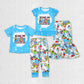 Baby Boy Girl Reading Day Shirt Pants Sibling Blue Set