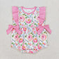 Baby Girl Short Sleeves Flower Summer Sibling Pink Romper Dress Set