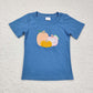 Baby Boy Girl Blue Stripes Embroidery Flower Pumpkin Sibling Shirt Dress