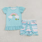 Baby Girl Short Sleeves Rainbow Tops Stripes Shorts Set