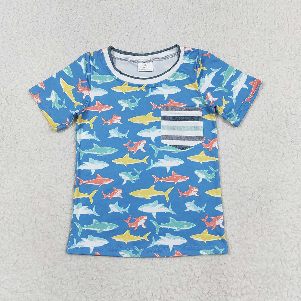 Baby Boy Short Sleeves Sharks Pocket Shirt