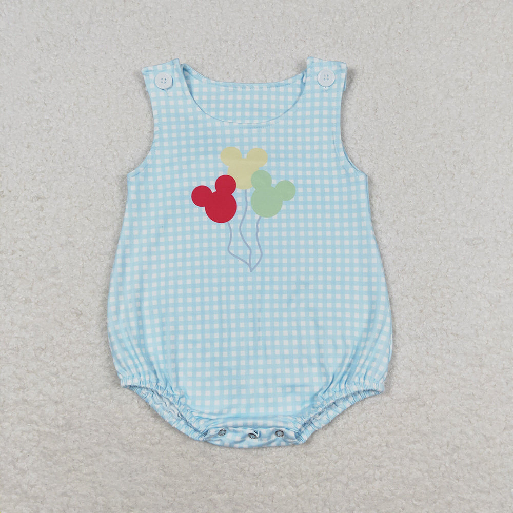 Baby Boy Balloons Cartoon Plaid Summer One Piece Romper