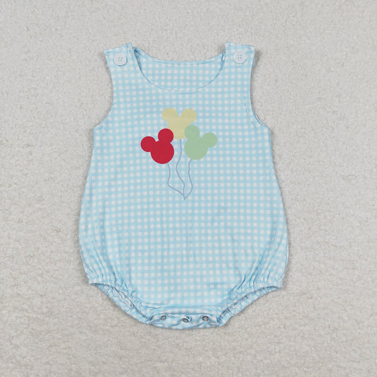 Baby Boy Balloons Cartoon Plaid Summer One Piece Romper