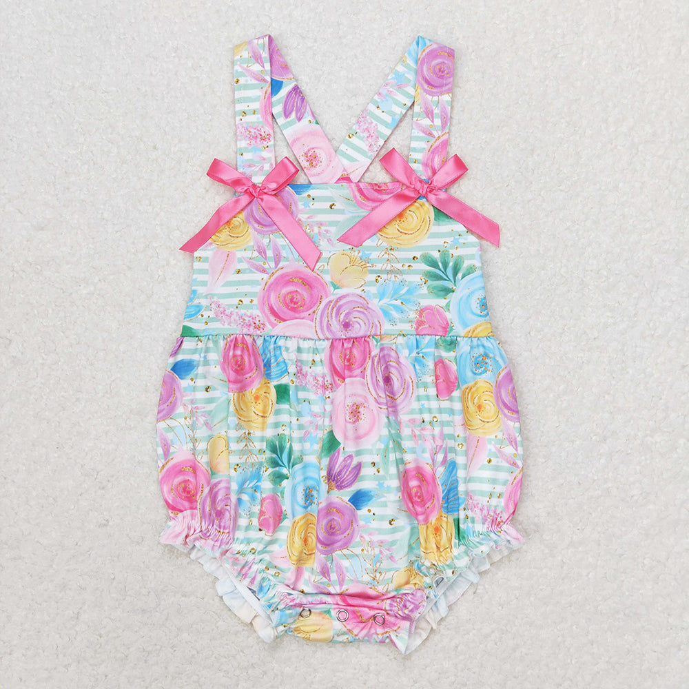 Baby Girl Sleeveless Flower Sibling Romper Set