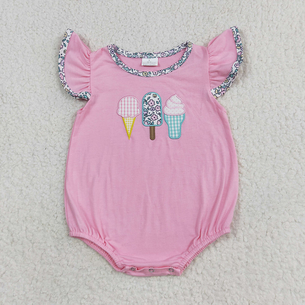 Baby Girl Embroidery Popstick Sibling Sister Pink Romper Set