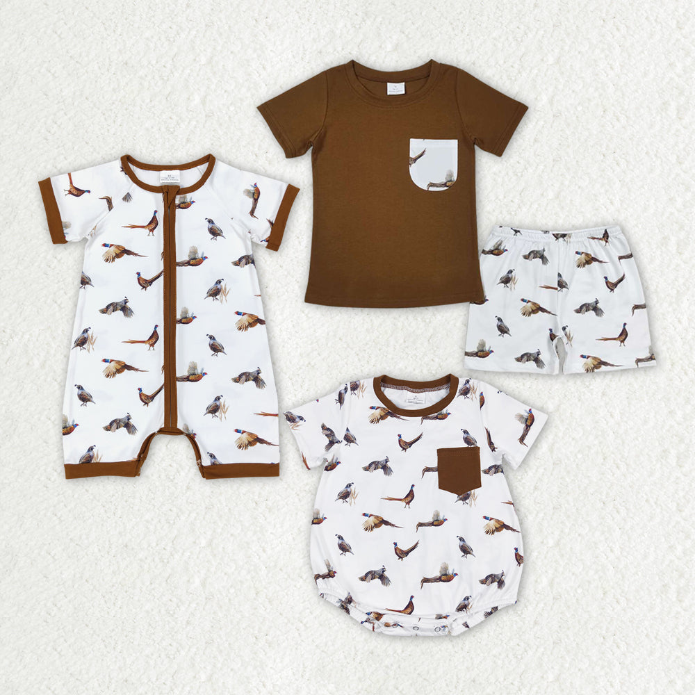 Baby Boy Short Sleeves Ducks Sibling Brother Romper Set