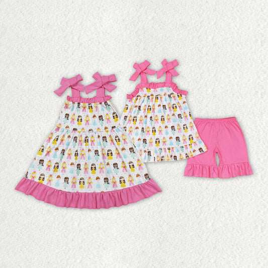 Baby Girl Princess Sibling Sister Pink Romper Set