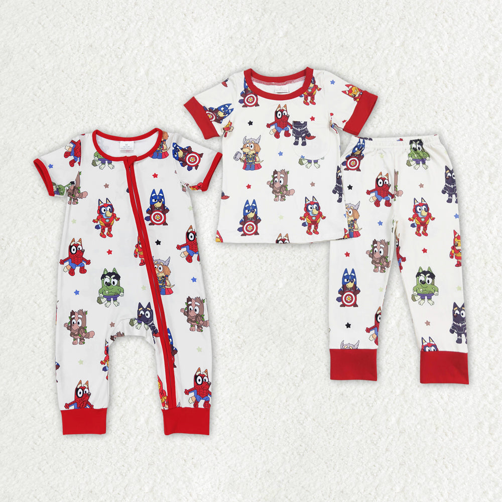 Baby Boy Short Sleeves Dogs Sibling Brother Romper Set