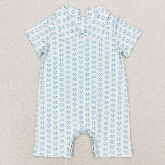 Baby Boy Short Sleeves Crabs Summer One Piece Romper