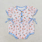Baby Girl Short Sleeves Peach Flroal Bubble One Piece Romper