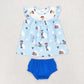 Baby Girl Toys Tops Blue Cotton Bummie Shorts Set