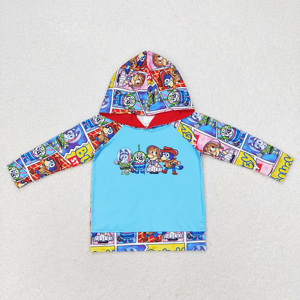 Baby Boy Long Sleeves Hooded Dogs Blue Shirt