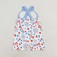 Baby Infant Boy Blue Plaid Pocket 4th Of July USA Romper