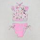 Baby Girl Summer Singer Pink Tops Plaid Bummie Swimsuit