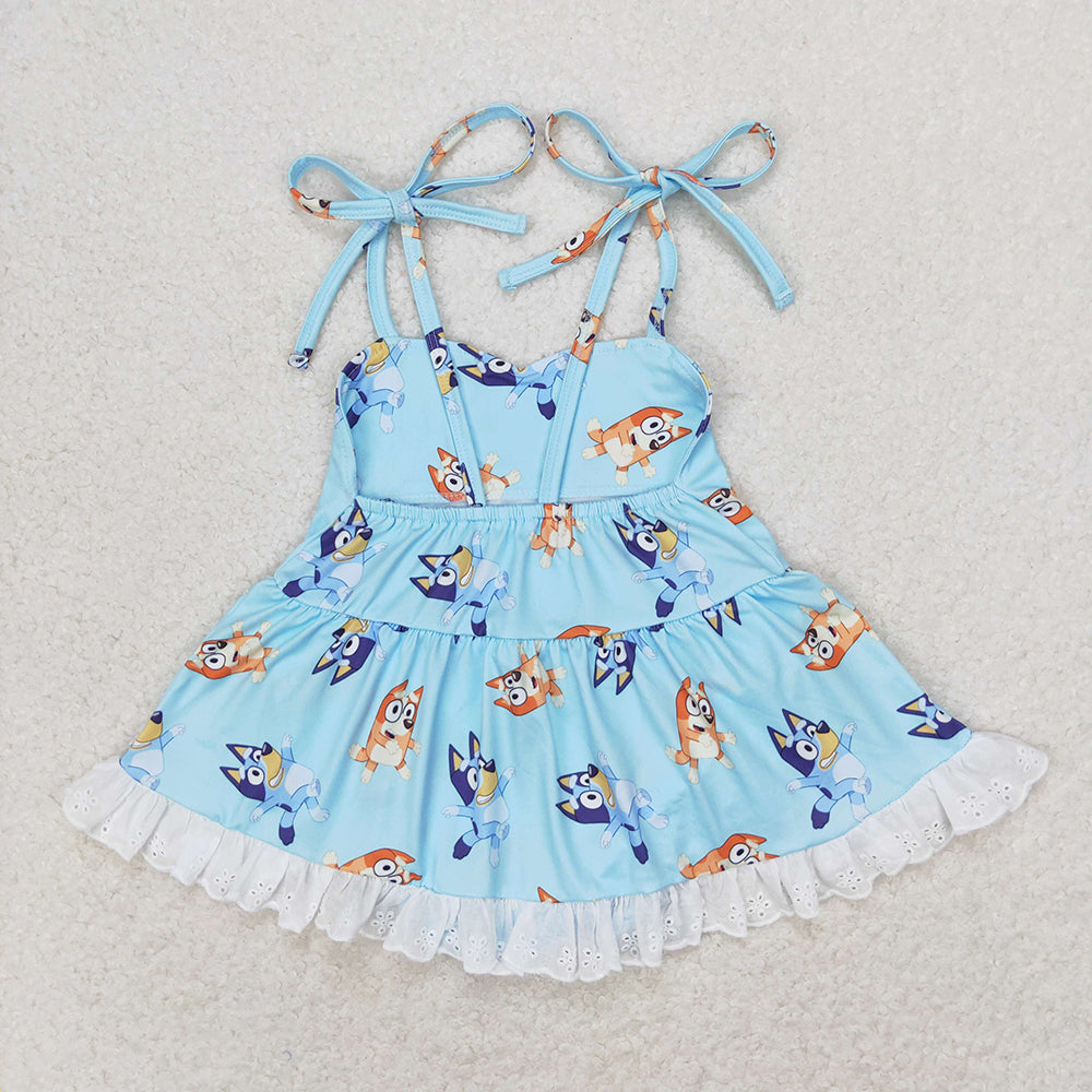 Baby Girl Sleeveless Dogs Bummie Romper