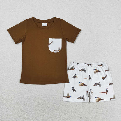 Baby Boy Short Sleeves Ducks Sibling Brother Romper Set