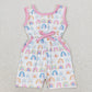 Baby Girl Sleeveless Rainbow Pocket Shorts Jumpsuit