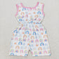 Baby Girl Sleeveless Rainbow Pocket Shorts Jumpsuit