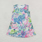 Baby Girl Colorful Leaves Flowers Sleeveless Knee Length Dress