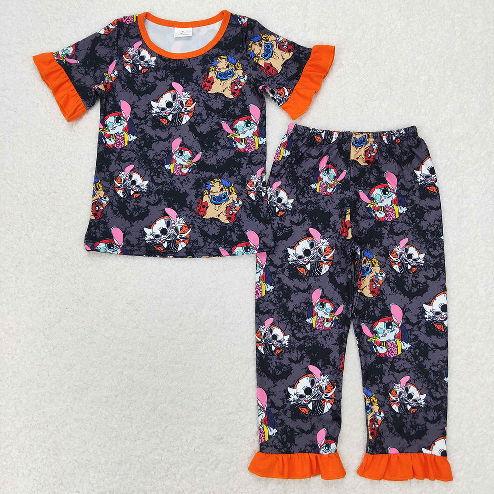 Baby Boy Halloween Cartoon Short Sleeves Shirt Pants Pajamas Set