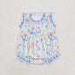 Baby Girl Floral Summer Blue One Piece Romper